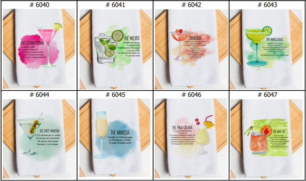 16x24 Cocktail Series Funny Waffle Dish Tea Towel Gift for Thanksgiving Christmas (100pcs)