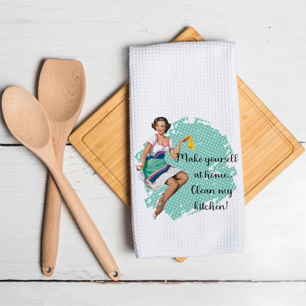 40x60cm Funny Retro Housewife Kitchen Towel Humor Housewarming Gift Waffle Tea Towels (100pcs)