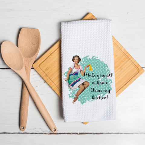 40x60cm Funny Retro Housewife Kitchen Towel Humor Housewarming Gift Waffle Tea Towels (100pcs)