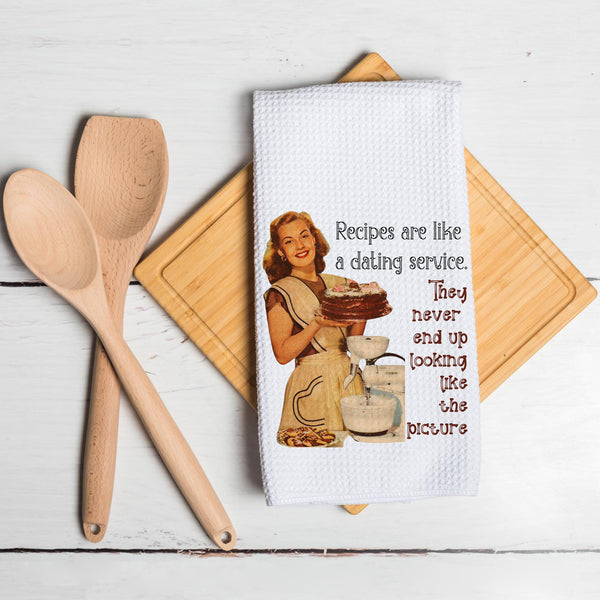 40x60cm Funny Retro Housewife Kitchen Towel Humor Housewarming Gift Waffle Tea Towels (100pcs)