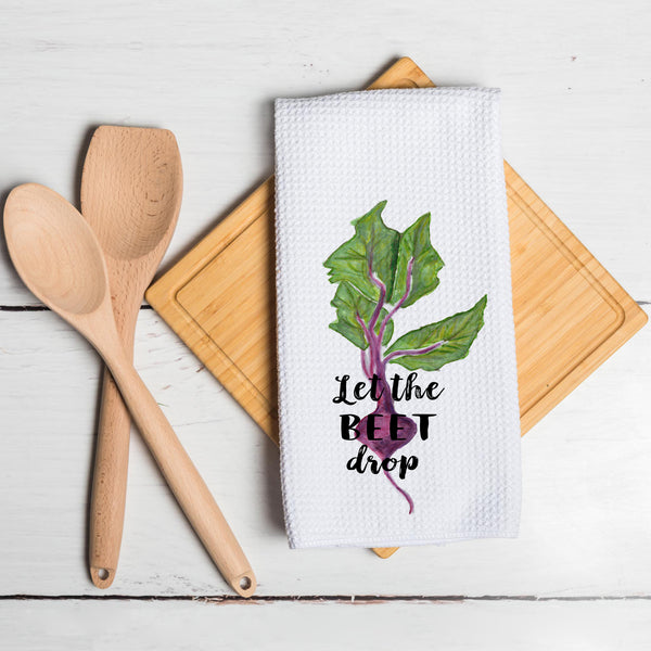 40x60cm Tomatoes Let the Beet Drop Funny Vegetable Saying Waffle Kitchen Tea Towel Hostess Gift (100pcs)