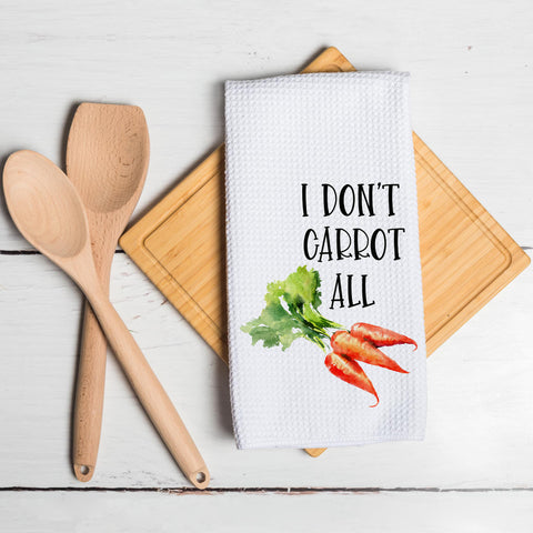 Creative Waffle Kitchen  Vegetable Saying Tea Towel I Don't Carrot All, All My Single Lettuce Funny Hostess Gift 40x60cm (100pcs)