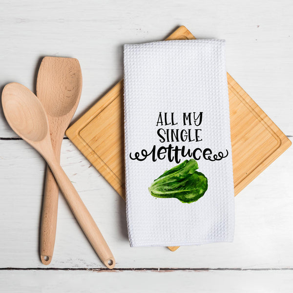 Creative Waffle Kitchen  Vegetable Saying Tea Towel I Don't Carrot All, All My Single Lettuce Funny Hostess Gift 40x60cm (100pcs)
