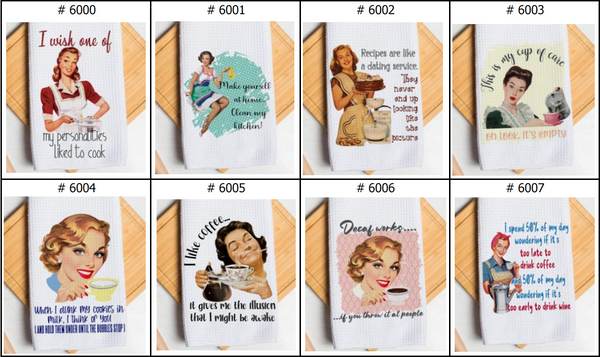 40x60cm Funny Retro Housewife Kitchen Towel Humor Housewarming Gift Waffle Tea Towels (100pcs)