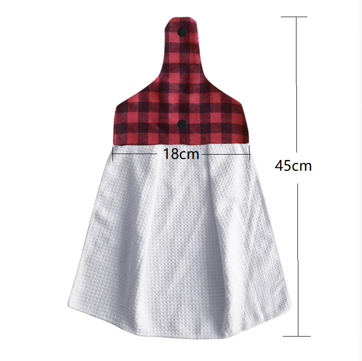 Wholesale Christmas Buffalo Plaid Top Microfiber Waffle Tea Towel Hanger for Sublimation Kitchen Towel (100pcs)