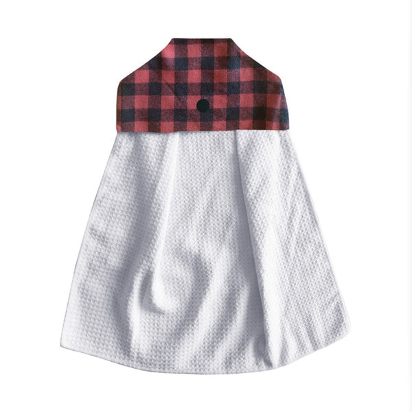 Wholesale Christmas Buffalo Plaid Top Microfiber Waffle Tea Towel Hanger for Sublimation Kitchen Towel (100pcs)