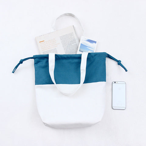 Teal & white cotton canvas totes bag