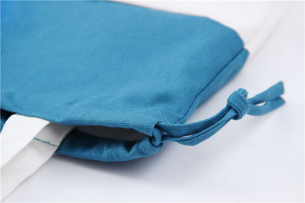 Teal & white cotton canvas 14x14 inches plain totes bag