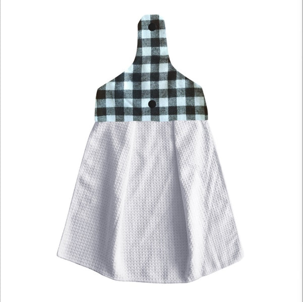 Wholesale Christmas Buffalo Plaid Top Microfiber Waffle Tea Towel Hanger for Sublimation Kitchen Towel (100pcs)