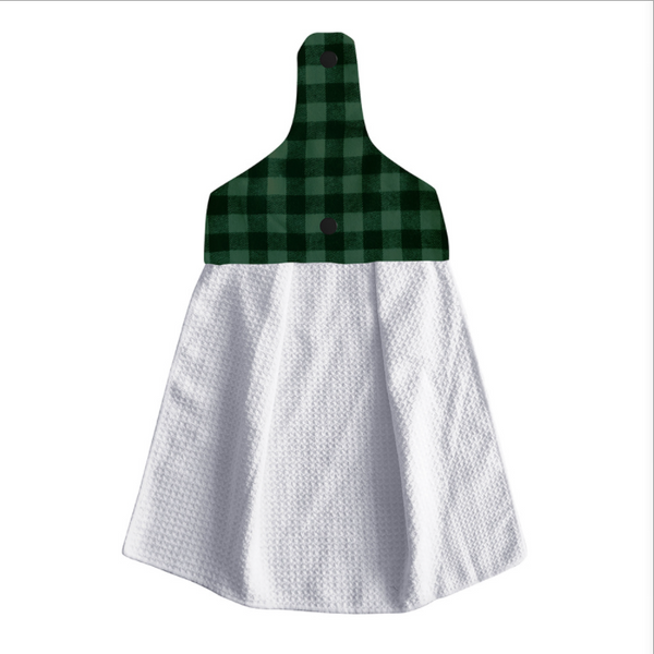 Wholesale Christmas Buffalo Plaid Top Microfiber Waffle Tea Towel Hanger for Sublimation Kitchen Towel (100pcs)