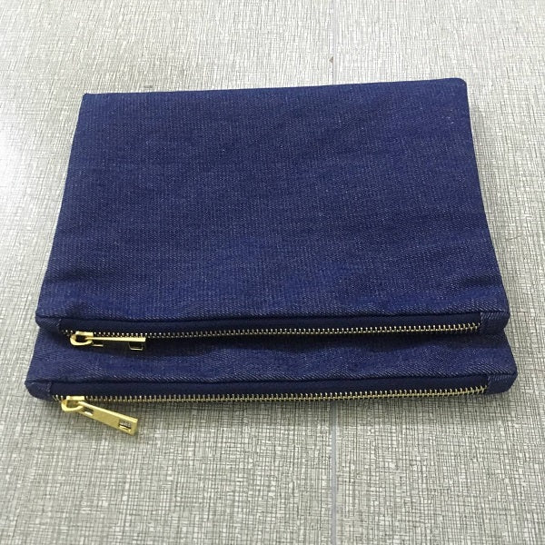 blank denim makeup bag plain cotton denim cosmetic bag travel clutch bag