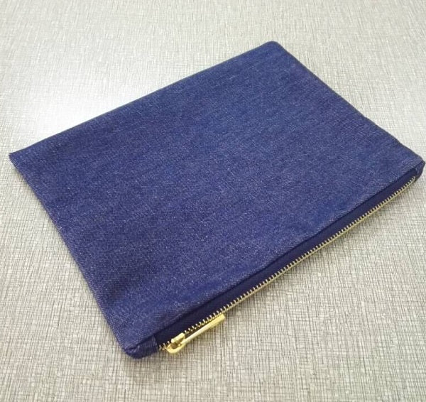 blank denim makeup bag plain cotton denim cosmetic bag for printing