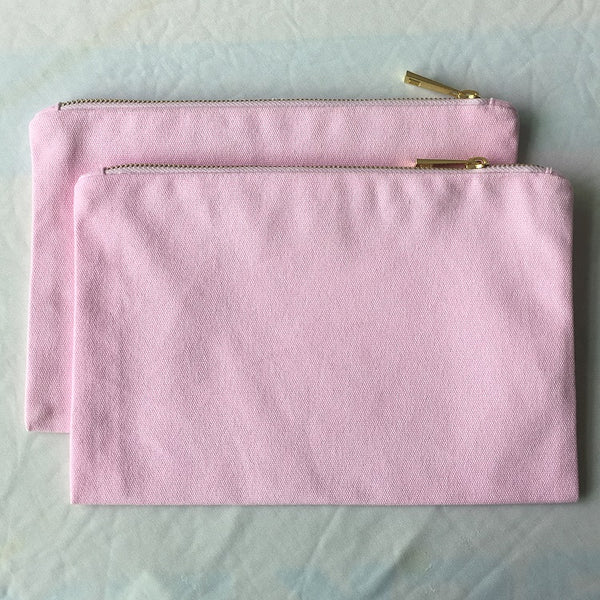 Light pink canvas makeup pouch blank cosmetic bag for DIY vinyl craft