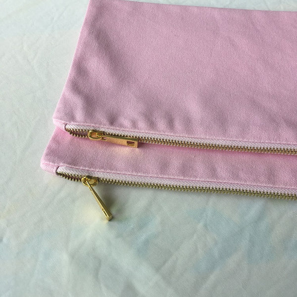 Light pink canvas makeup pouch cotton essential pouch blank cosmetic bag for DIY craft
