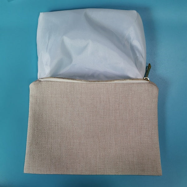 7x10 Inches Polyester Linen Makeup Bag for Sublimation Blank Zipper Bag (100pcs)
