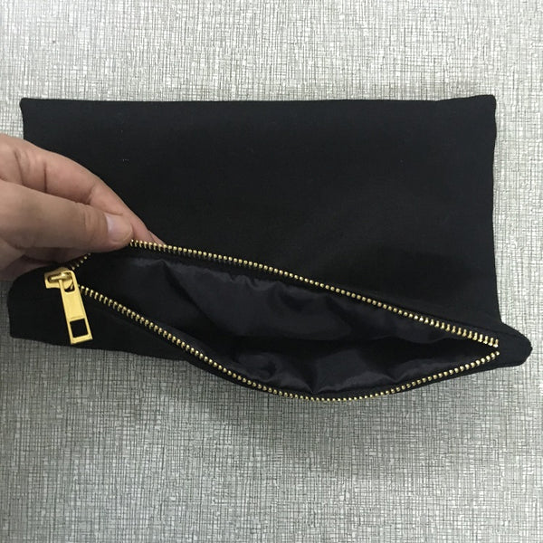 Black cotton cosmetic bag makeup bag