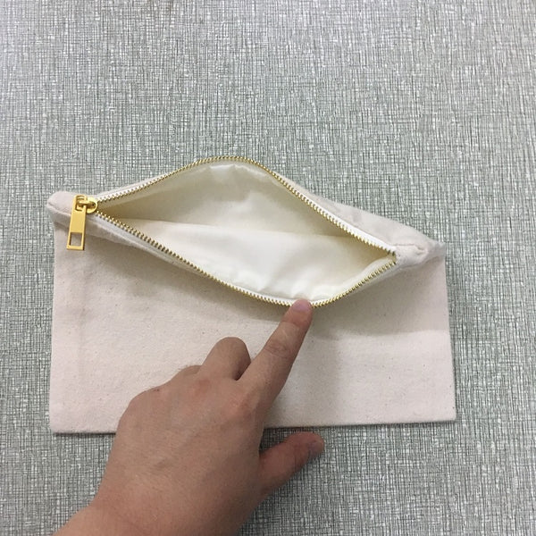 Natural cotton canvas cosmetic bag makeup bag