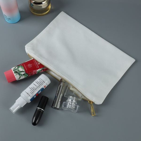 27x40 CM Blank Polyester Canvas Cosmetic Bag for Sublimation Plain White Large Travel Makeup Bag （100pcs)）