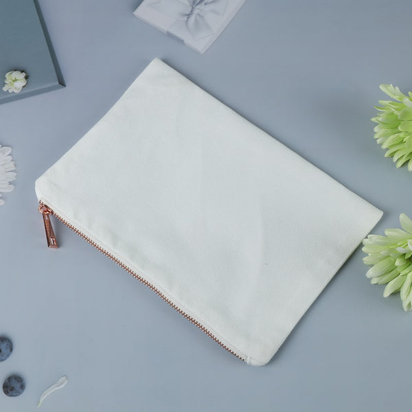 6*9 inch Blank Polyester Canvas Bag Makeup Golden Zipper Bag Cosmetic for DIY Sublimation Heat Transfer bridemaid Gift (100pcs)