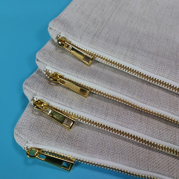 7x10 Inches Polyester Linen Makeup Bag for Sublimation Blank Zipper Bag (100pcs)