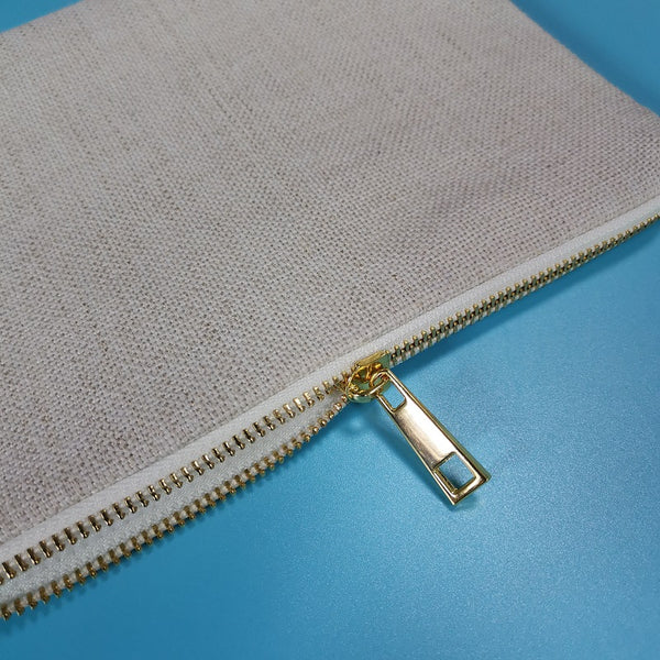 7x10 Inches Polyester Linen Makeup Bag for Sublimation Blank Zipper Bag (100pcs)