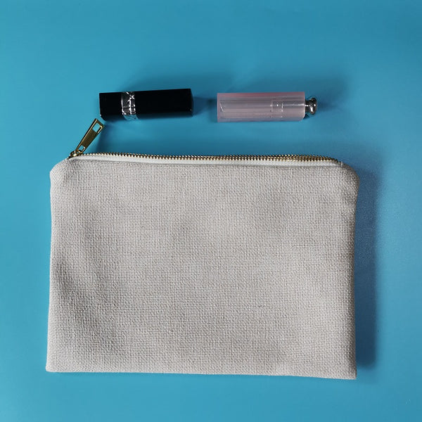 7x10 Inches Polyester Linen Makeup Bag for Sublimation Blank Zipper Bag (100pcs)