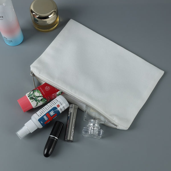 27x40 CM Blank Polyester Canvas Cosmetic Bag for Sublimation Plain White Large Travel Makeup Bag （100pcs)）