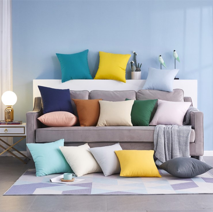 Plain Cotton Pillow Case Multi-Colors 8 OZ Canvas Blank Cushion Cover 16x16 Wholesale (100pcs)