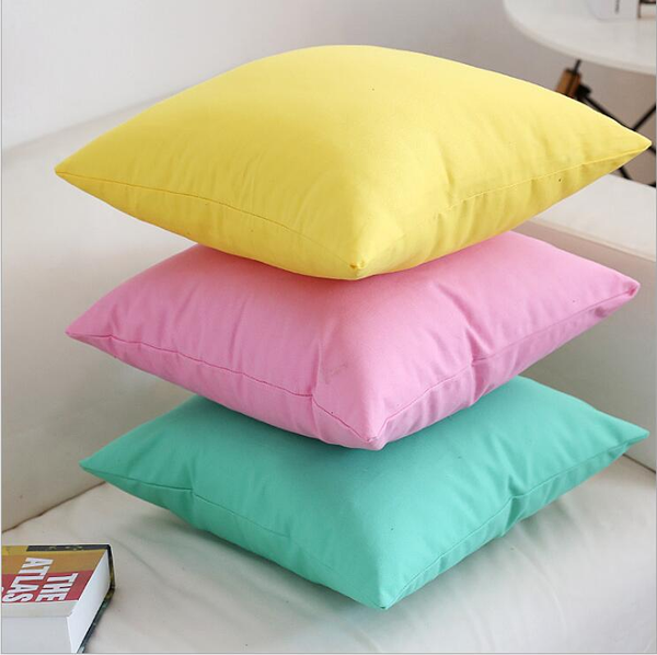 Solid Color Wholesale 100% Cotton Plain Pillow Case 45x45 CM Candy 8 oz Canvas Blank Throw Pillow Cushion Covers (100pcs)