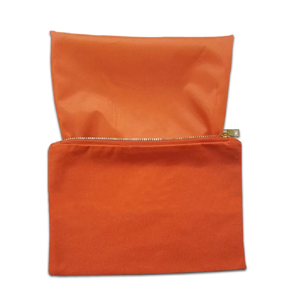 Plain Canvas Orange Clutch Bag Bridesmaid Gift Cosmetic Clutch Toiletry Pouch for Screen Printing (300pcs)
