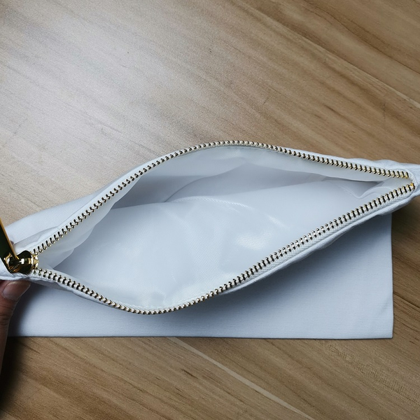 Blank White Cotton Makeup Bag for Personalized Crafting 8 oz Natural Canvas Cosmetic Bag Plain Clutch Bag with Golden Zipper (100pcs)