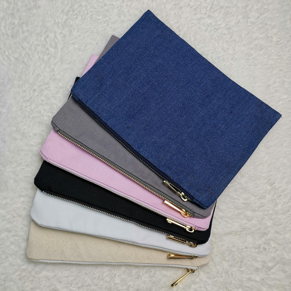 Multi-Color Plain Canvas Clutch Bag 100% Cotton Cosmetic Case Blanks Wholesales Natural Travel Toiletry Bag 7x10 Inches (100pcs)