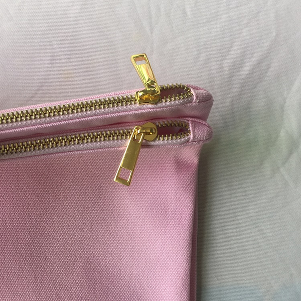 Light Pink Blank Toiletry Bag 7*10 inches Canvas Cosmetic Organizer Bag Plain Cotton Clutch Bag for HTV (100pcs)