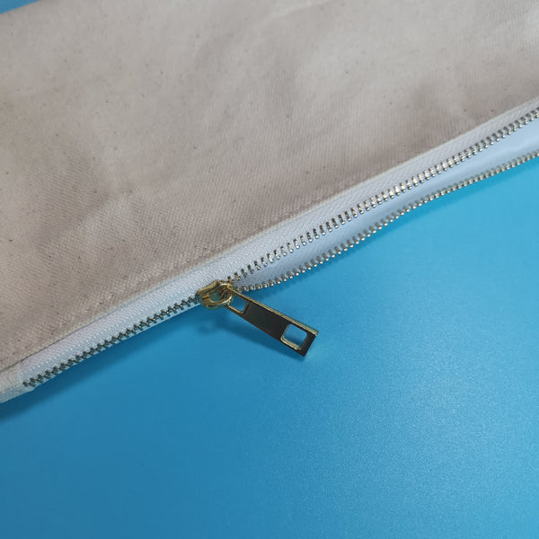 Wholesale 6*9 10 Oz Makeup Travel Cosmetic Bag Natural Canvas Bridesmaid Gift with Golden Zipper for DIY Screen Painting (100pcs)