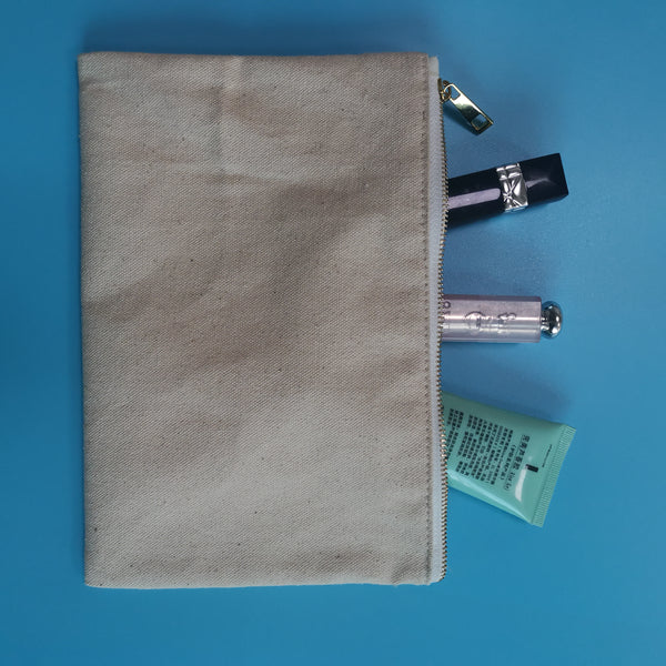 Wholesale 6*9 10 Oz Makeup Travel Cosmetic Bag Natural Canvas Bridesmaid Gift with Golden Zipper for DIY Screen Painting (100pcs)