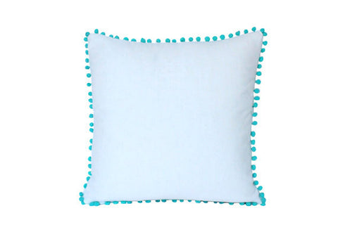 Pom pom fringe plain cotton canvas pillow cushion cover